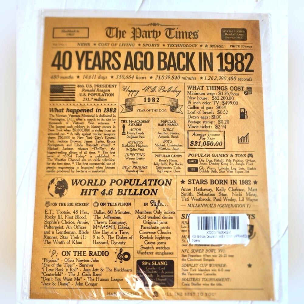 1982 Birthday Celebration 44 Years Old Party Supplies Birthday Gift Anniversary